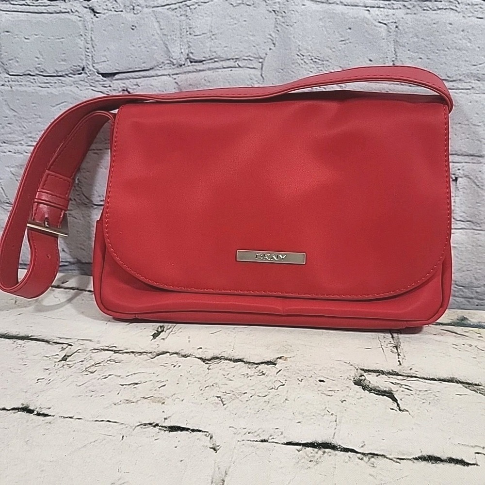 Vintage DKNY Purse Red‎ Nylon Multi-Pocket Handbag